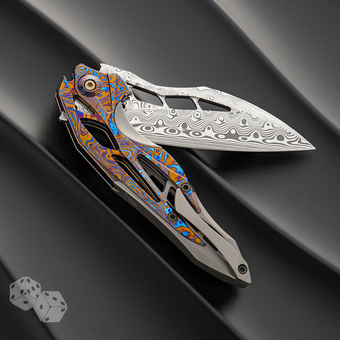 WE Knife Co Elijah Isham Arrakis Folding Knife Heimskringla Damasteel  Blade, Timascus & Titanium Handles, Timascus