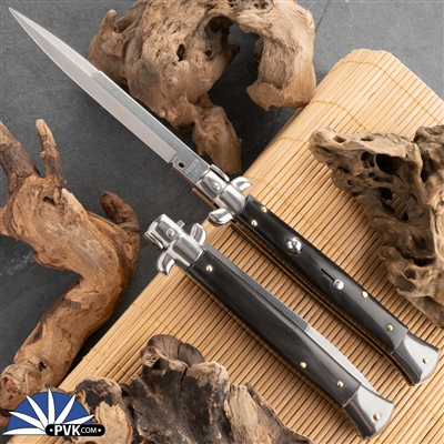 Frank B Italian Stiletto 11" Bayonet Blade Black Buffalo Horn (28CM)