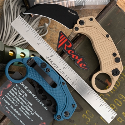 Reate - EXOKPVTN - EXO-K - Gravity Karambit - Folding Knife - 2pc Set - PVD  N690 - Tan - Sharp Things OKC