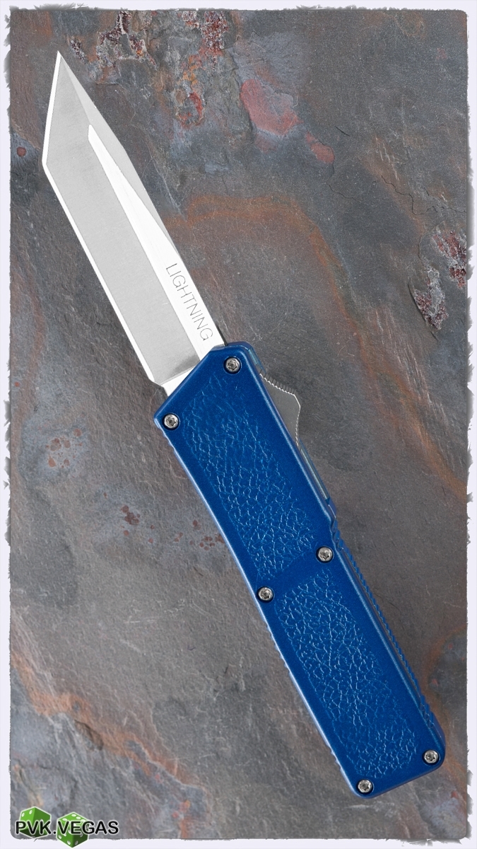 Taiwan Lightning Blue Handle Silver Tanto Plain